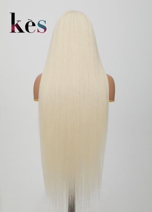 Keswigs White Color #60 200 density straight virgin human hair 13x6 HD Lace front wigs