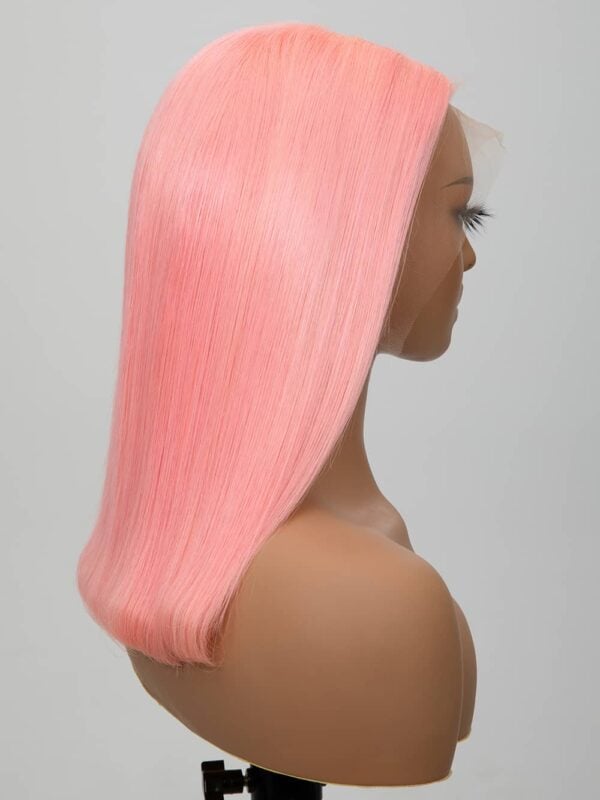 Keswigs Pink color 4x4 transparent lace closure wig 180% density human hair wigs