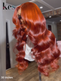 Keswigs 13x6 HD Lace front wigs virgin human hair 200 density lace frontal body wave wigs orange color