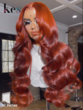 Keswigs 13x6 HD Lace front wigs virgin human hair 200 density lace frontal body wave wigs orange color