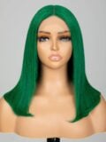 Keswigs Green color 4x4 transparent lace closure wig 180% density human hair wigs