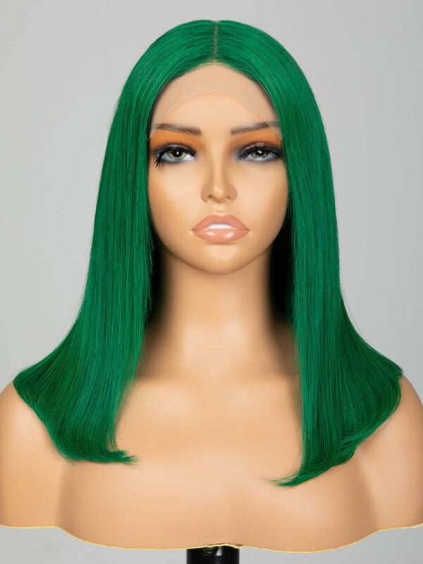 Keswigs Green color 4x4 transparent lace closure wig 180% density human hair wigs