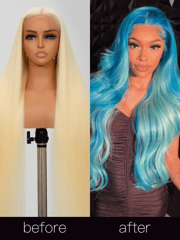 Kes X  officialmicah 26 inch 13x6 HD Lace front wigs virgin human hair 200 density lace frontal body wave wigs sugar ice blue color