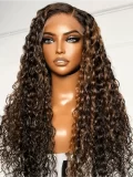 Brown Highlights Funmi Curly Glueless 5x5 Closure Lace Wig Beginner Friendly