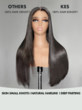 Keswigs 5x5 Glueless wig human hair HD lace closure wigs 180 density straight wigs