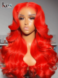 Keswigs 6x6 HD Lace front wigs virgin human hair 200 density lace frontal body wave wigs red color