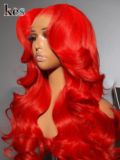 Keswigs 6x6 HD Lace front wigs virgin human hair 200 density lace frontal body wave wigs red color