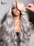 Keswigs 6x6 HD Lace front wigs virgin human hair 200 density lace frontal body wave wigs grey color