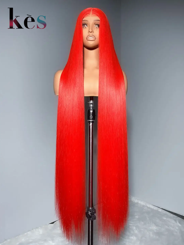 Keswigs HD Full Lace Wigs Virgin Human Hair 300 Density Straight Wigs Sex Red