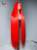 Keswigs HD Full Lace Wigs Virgin Human Hair 300 Density Straight Wigs Sex Red