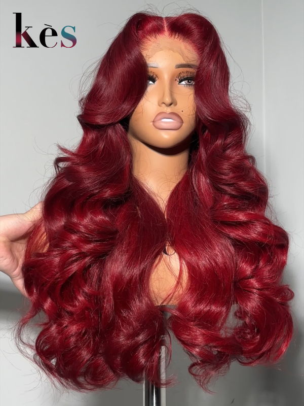 Keswigs 6×6 HD Lace Front Wigs Virgin Human Hair 200 Density Lace Frontal Body Wave Wigs Rich Red Color