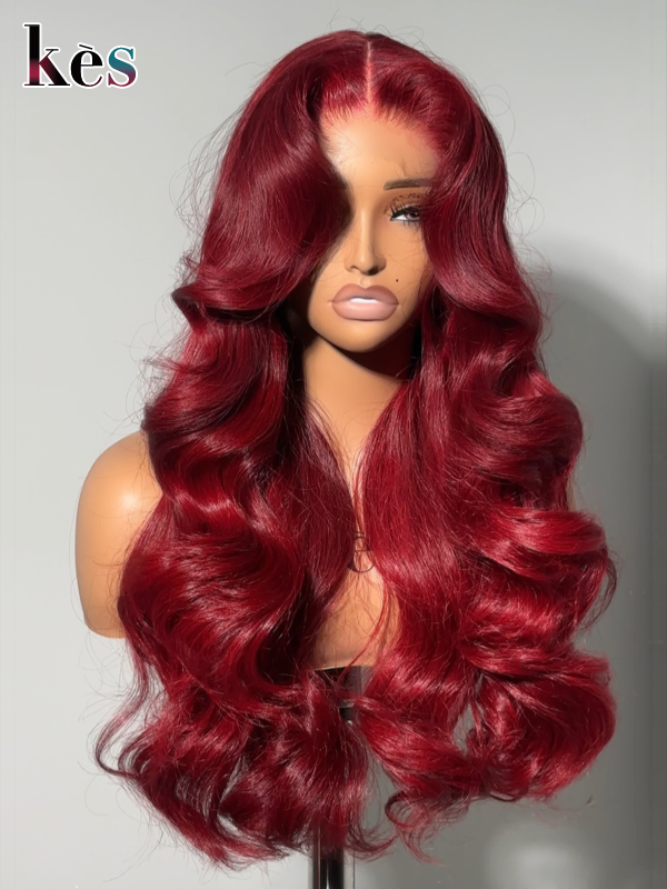 Keswigs 6×6 HD Lace Front Wigs Virgin Human Hair 200 Density Lace Frontal Body Wave Wigs Rich Red Color