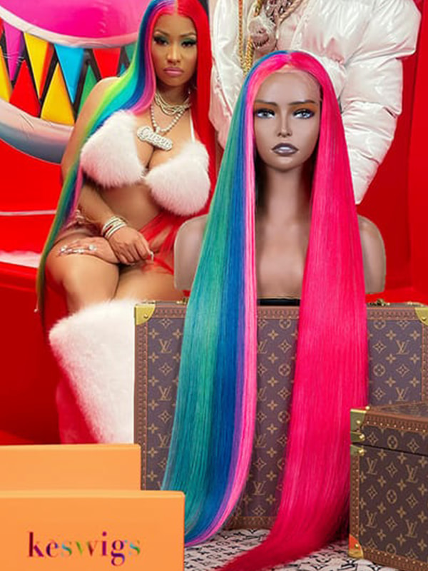 Recreate Nicki Minaj Rainbow color Frontal lace wig